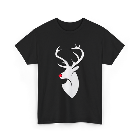 Reindeer Head Rudolph Christmas T-Shirt - Black