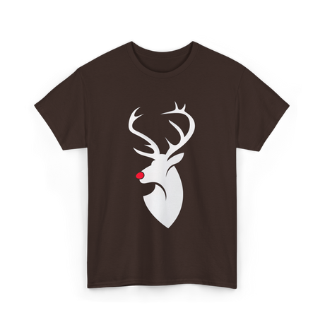 Reindeer Head Rudolph Christmas T-Shirt - Dark Chocolate