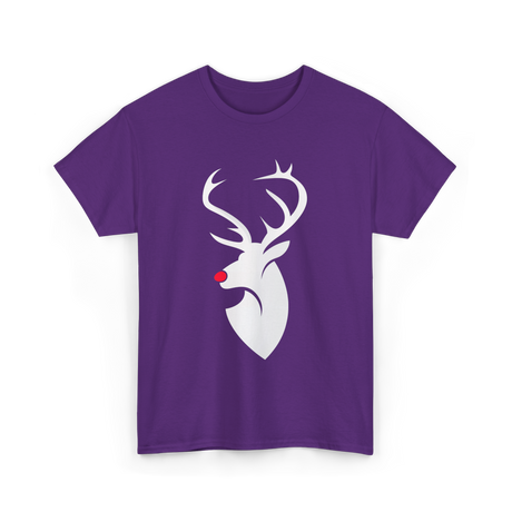 Reindeer Head Rudolph Christmas T-Shirt - Purple