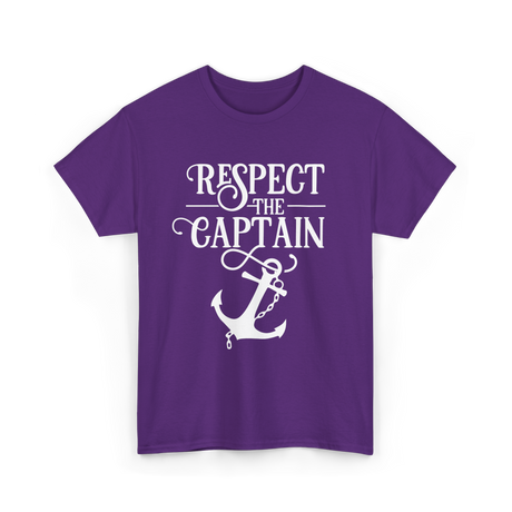 Respect The Captain Nautical Sailing T-Shirt - Purple