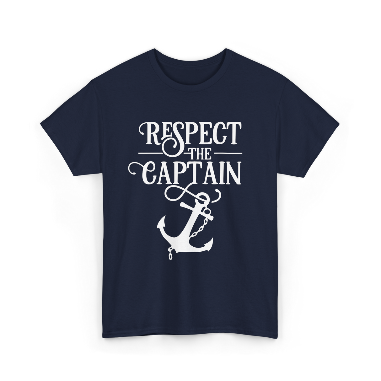 Respect The Captain Nautical Sailing T-Shirt - Navy