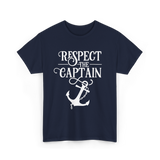 Respect The Captain Nautical Sailing T-Shirt - Navy