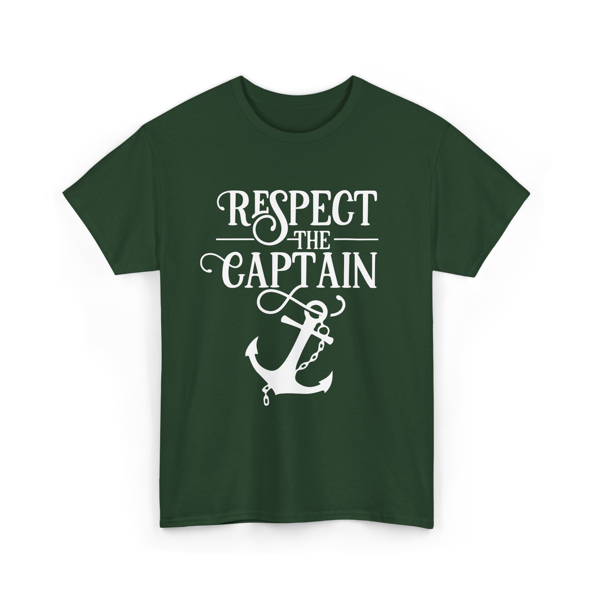 Respect The Captain Nautical Sailing T-Shirt - Forest Green