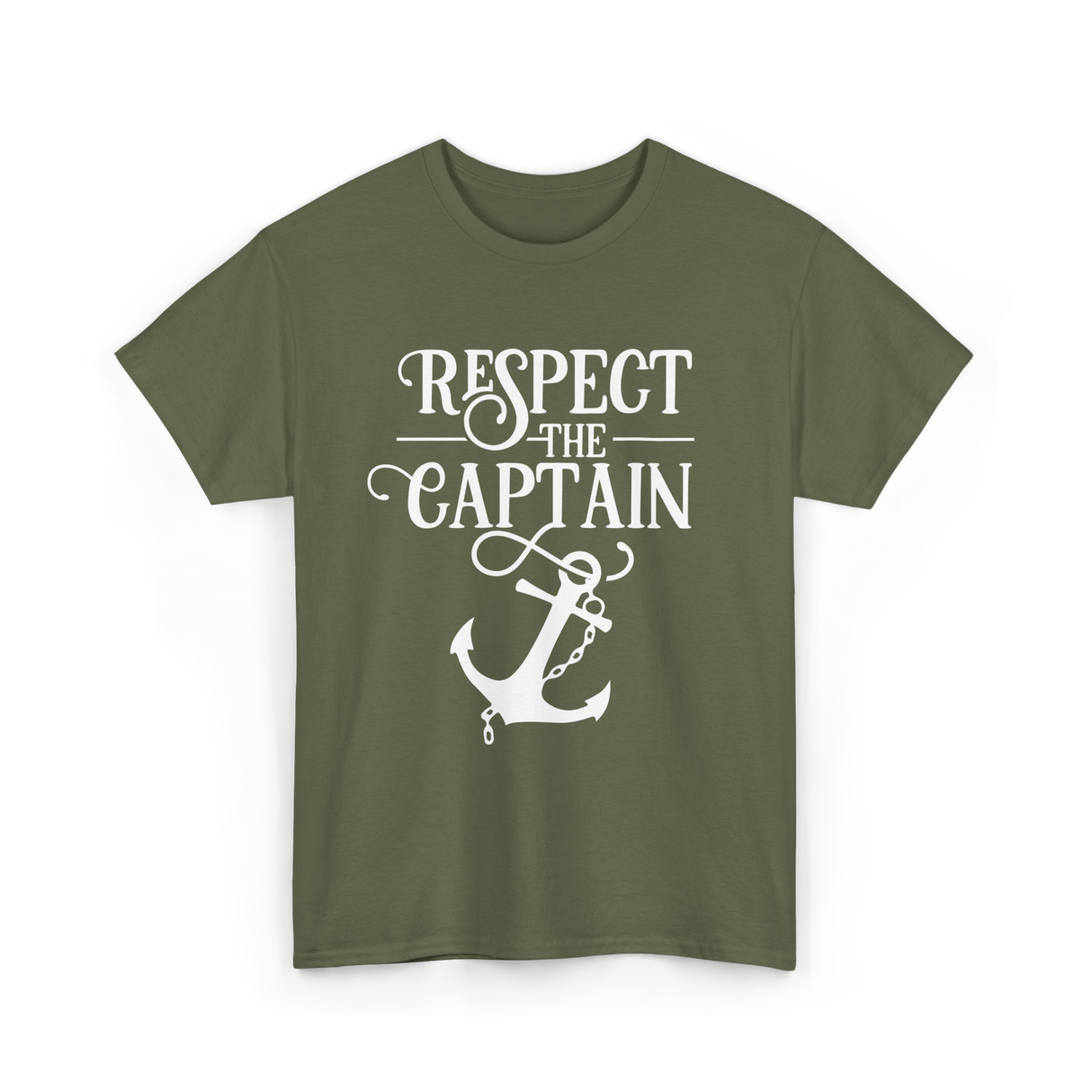 Respect The Captain Nautical Sailing T-Shirt - Military Green