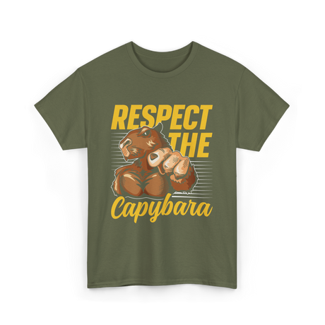 Respect The Capybara Animal Lover T-Shirt - Military Green