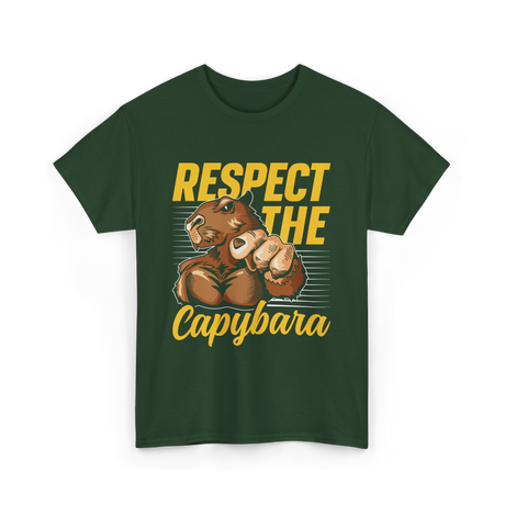 Respect The Capybara Animal Lover T-Shirt - Forest Green