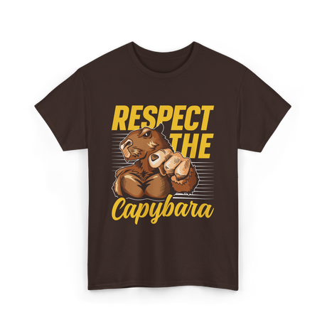 Respect The Capybara Animal Lover T-Shirt - Dark Chocolate