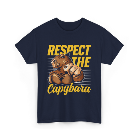 Respect The Capybara Animal Lover T-Shirt - Navy