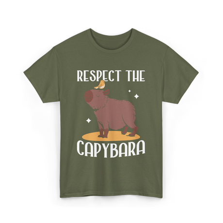 Respect The Capybara T-Shirt - Military Green