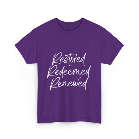 Restored Redeemed Renewed Faith T-Shirt - Purple