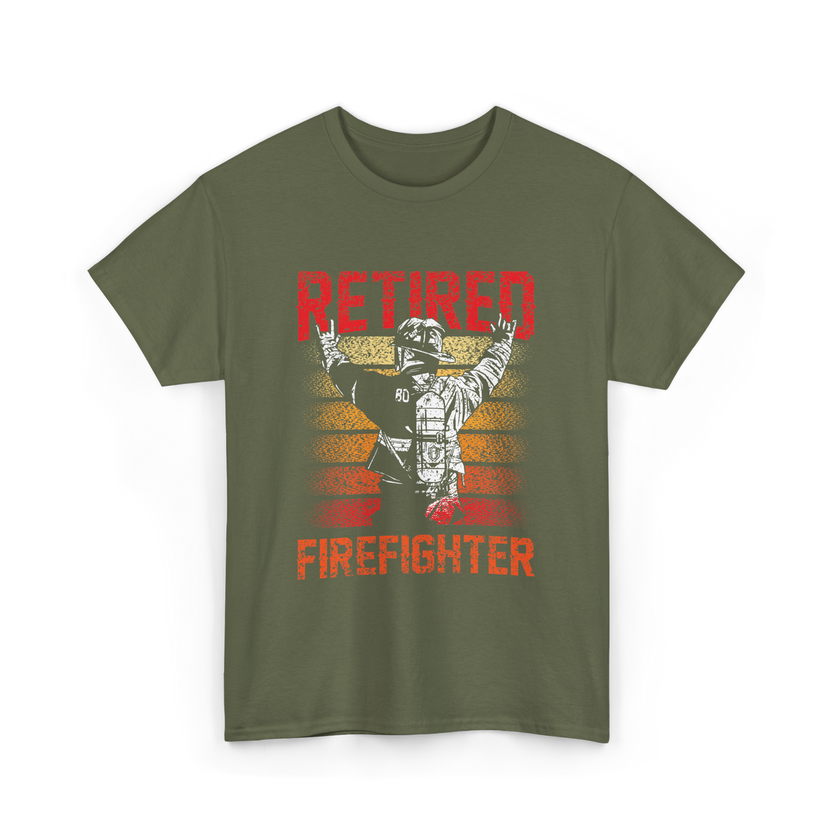 Retired Firefighter Firefighter Retirement T-Shirt - Military Green