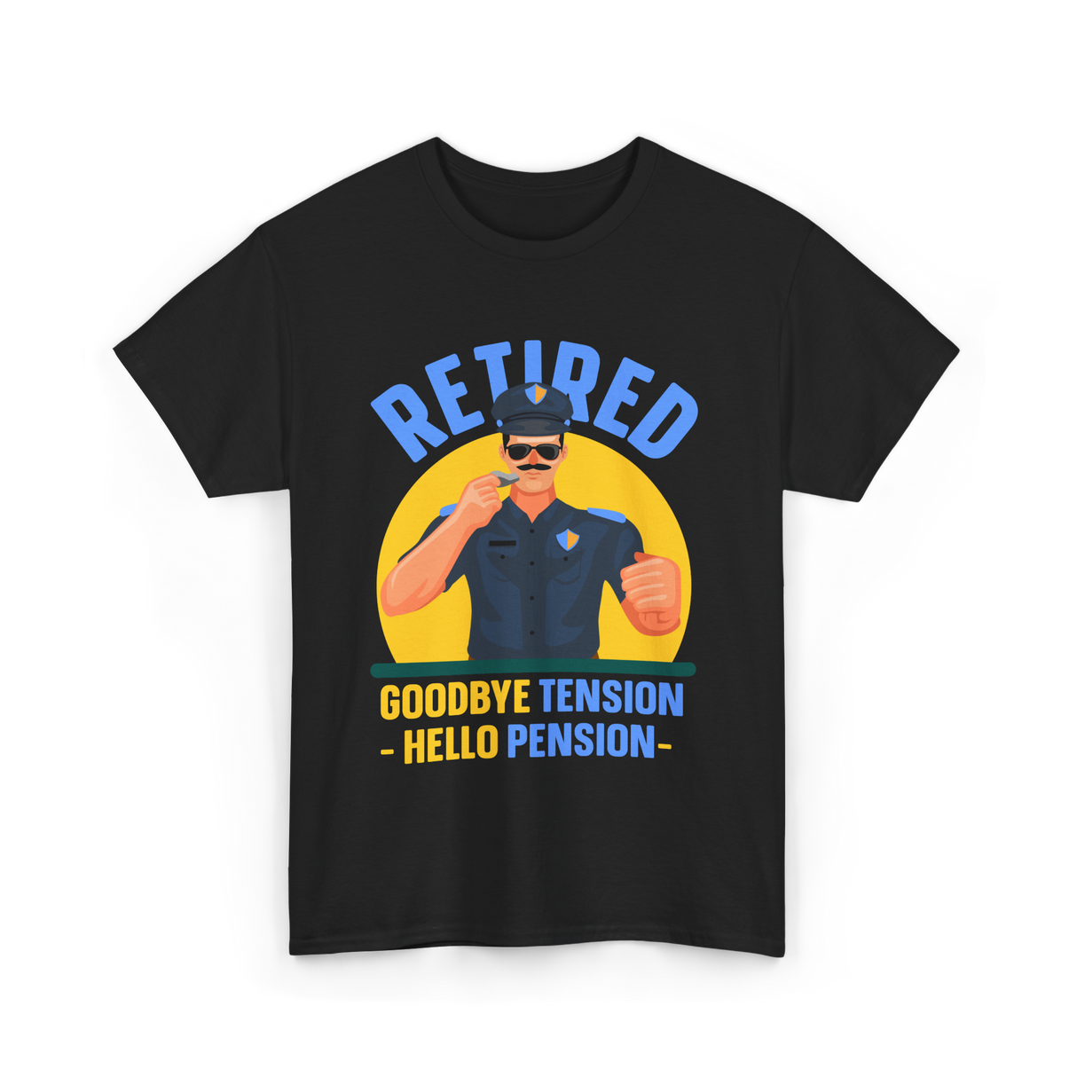 Retired Goodbye Tension Police T-Shirt - Black