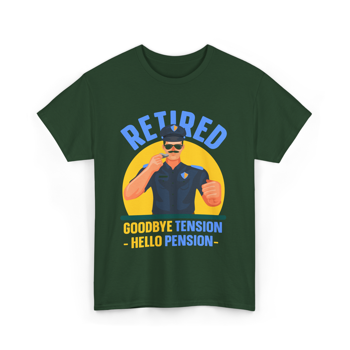 Retired Goodbye Tension Police T-Shirt - Forest Green