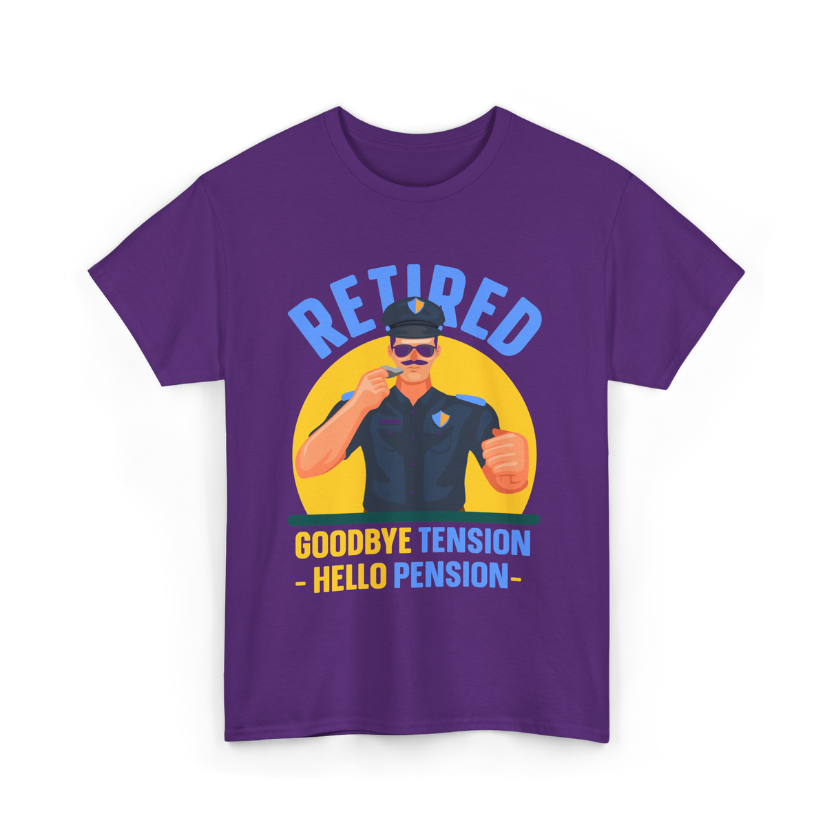 Retired Goodbye Tension Police T-Shirt - Purple