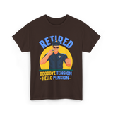 Retired Goodbye Tension Police T-Shirt - Dark Chocolate