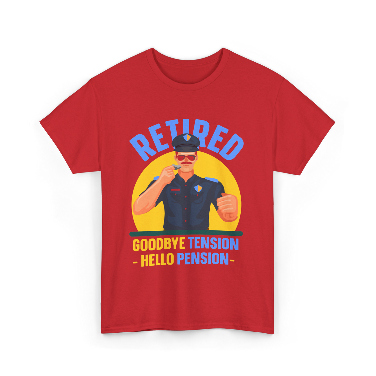 Retired Goodbye Tension Police T-Shirt - Red