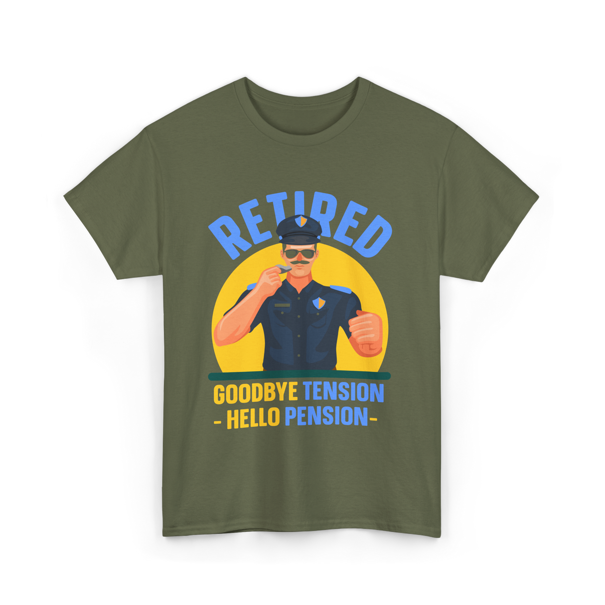 Retired Goodbye Tension Police T-Shirt - Military Green