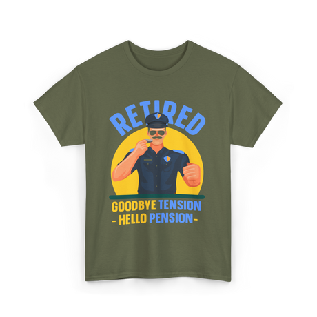 Retired Goodbye Tension Police T-Shirt - Military Green