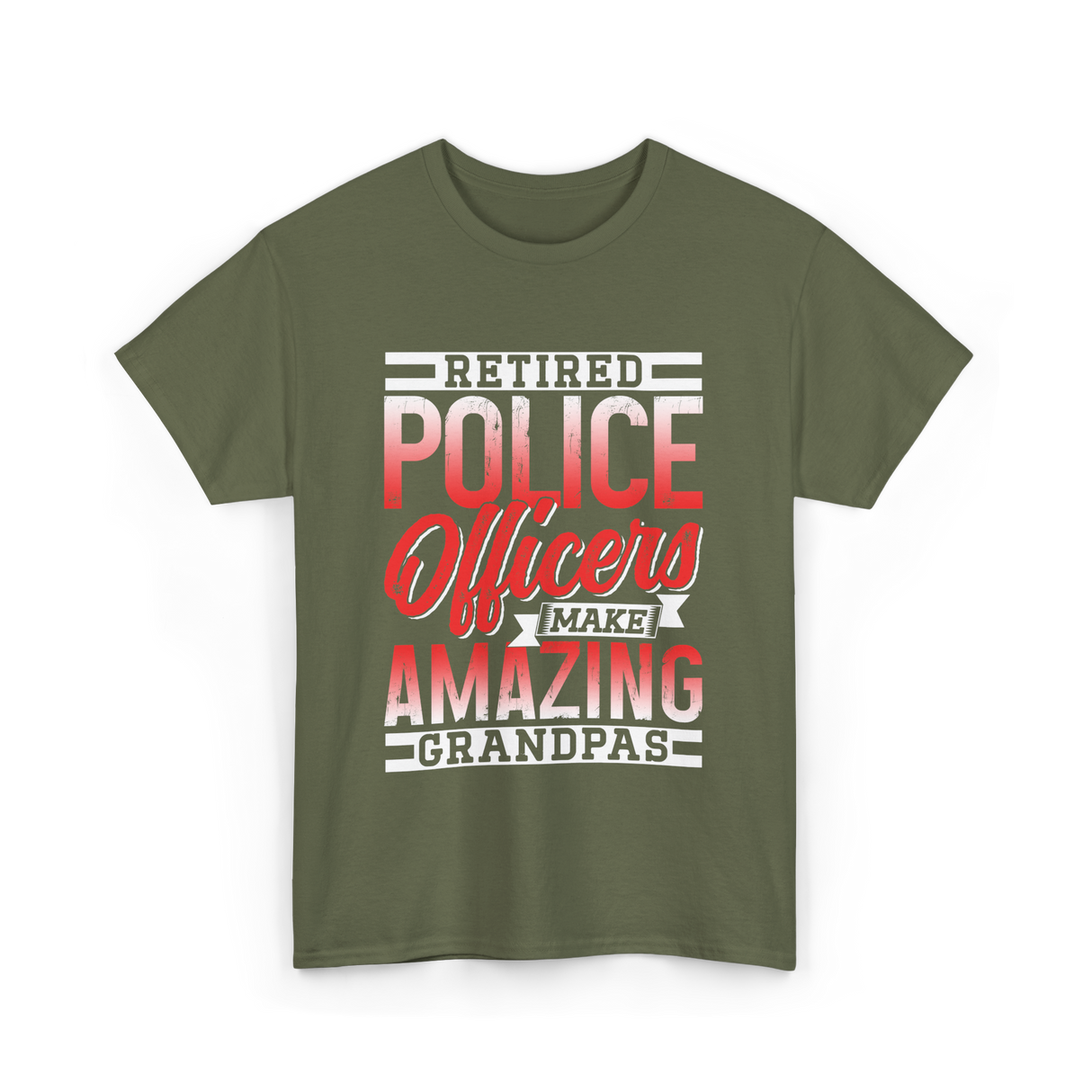 Retired Police Officers Grandpas Cop T-Shirt - Military Green