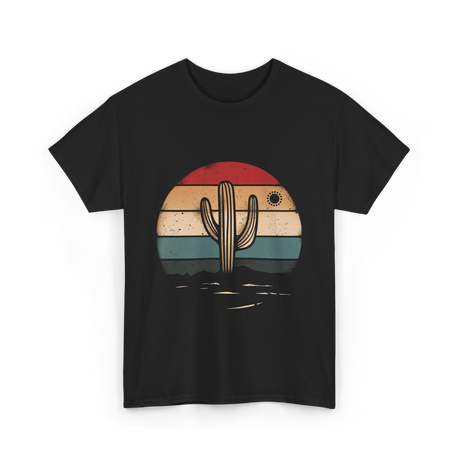 Retro Cactus Sunset Cactus T-Shirt - Black