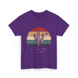 Retro Cactus Sunset Cactus T-Shirt - Purple