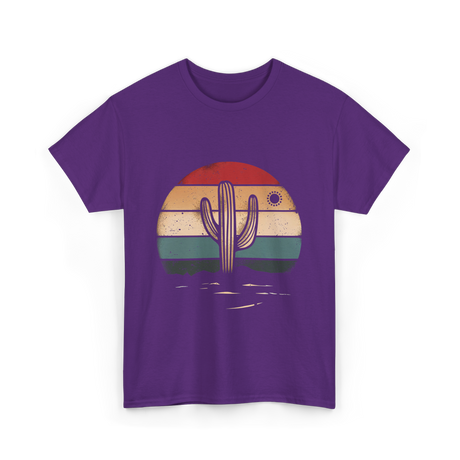 Retro Cactus Sunset Cactus T-Shirt - Purple