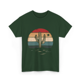 Retro Cactus Sunset Cactus T-Shirt - Forest Green