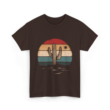 Retro Cactus Sunset Cactus T-Shirt - Dark Chocolate