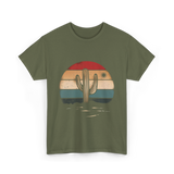 Retro Cactus Sunset Cactus T-Shirt - Military Green
