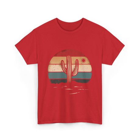 Retro Cactus Sunset Cactus T-Shirt - Red