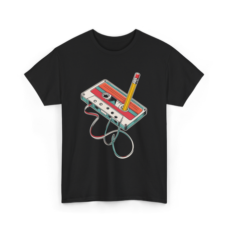 Retro Cassette Nostalgia Music T-Shirt - Black