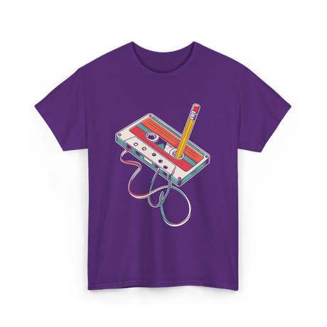 Retro Cassette Nostalgia Music T-Shirt - Purple