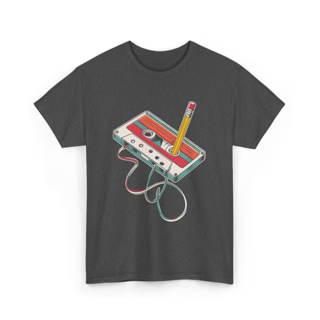 Retro Cassette Nostalgia Music T-Shirt - Dark Heather