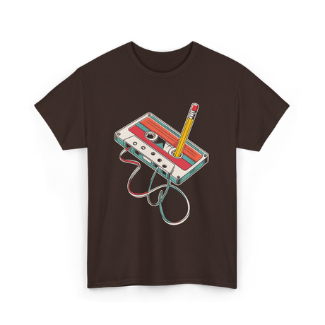 Retro Cassette Nostalgia Music T-Shirt - Dark Chocolate