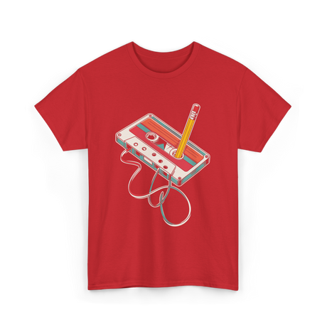 Retro Cassette Nostalgia Music T-Shirt - Red