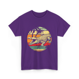 Retro Crocodile Alligator Gator Sunset T-Shirt - Purple