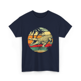 Retro Crocodile Alligator Gator Sunset T-Shirt - Navy