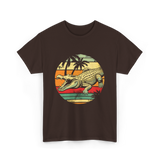Retro Crocodile Alligator Gator Sunset T-Shirt - Dark Chocolate