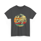 Retro Crocodile Alligator Gator Sunset T-Shirt - Dark Heather
