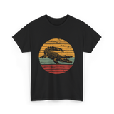 Retro Crocodile Animal Design T-Shirt - Black