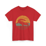 Retro Crocodile Animal Design T-Shirt - Red