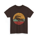 Retro Crocodile Animal Design T-Shirt - Dark Chocolate