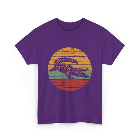 Retro Crocodile Animal Design T-Shirt - Purple