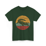 Retro Crocodile Animal Design T-Shirt - Forest Green