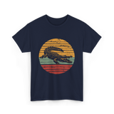 Retro Crocodile Animal Design T-Shirt - Navy