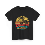 Retro Crocodile Sunset Gator T-Shirt - Black