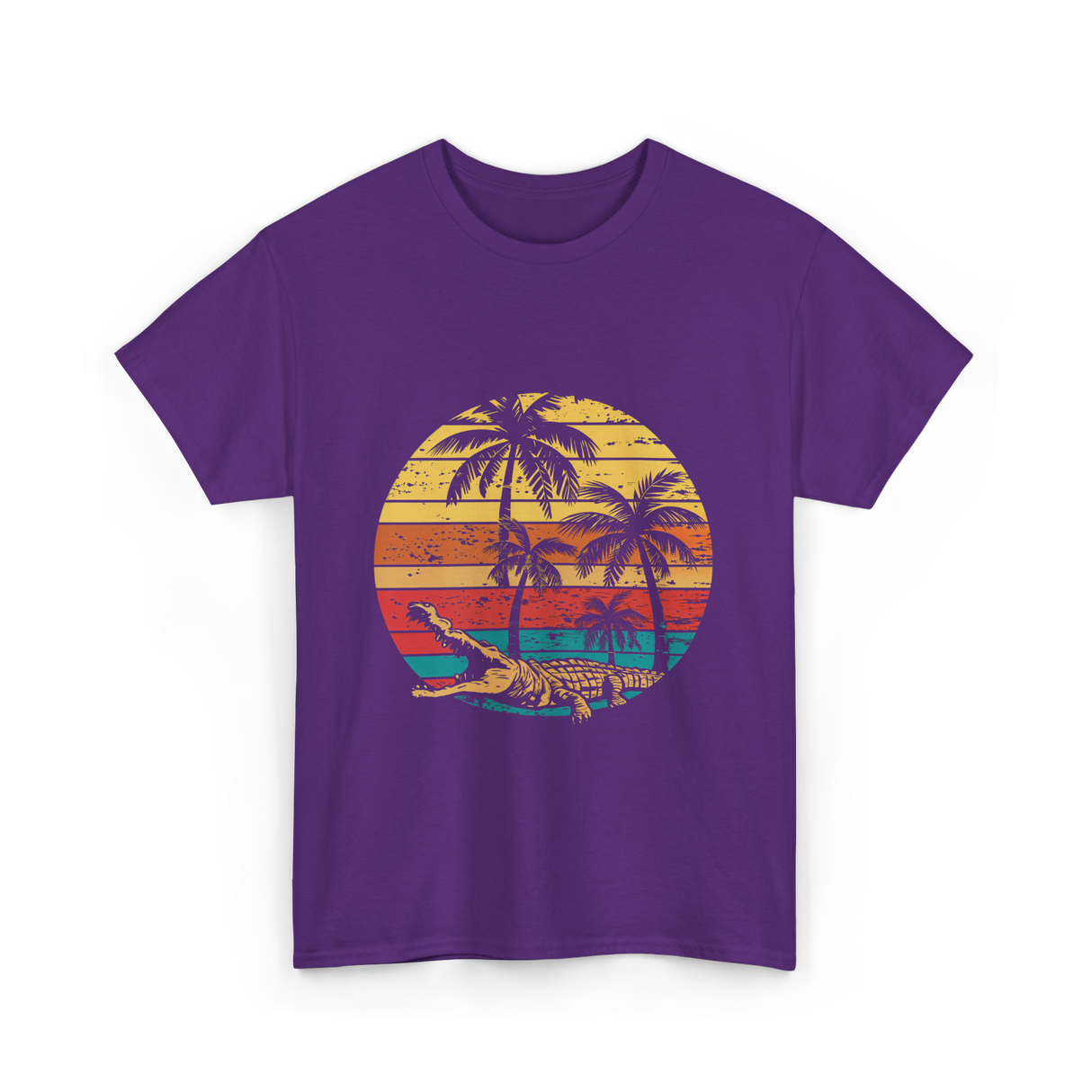 Retro Crocodile Sunset Gator T-Shirt - Purple