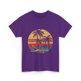 Retro Crocodile Sunset Gator T-Shirt - Purple