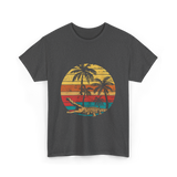 Retro Crocodile Sunset Gator T-Shirt - Dark Heather