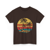 Retro Crocodile Sunset Gator T-Shirt - Dark Chocolate